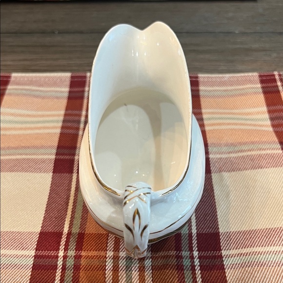 Edwin M. Knowles Gravy Boat White with Green & Gold Trim - Picture 10 of 16